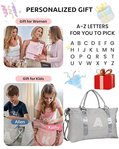 Vogewood Birthday Gifts for Girls, Initial Travel Duffel Bag, Sports Bag, Personalized Weekender Bag with Shoulder Strap, Monogram Overnight Bag, Gift for Friend Sister Teacher Gifts (Letter O) thumbnail 2