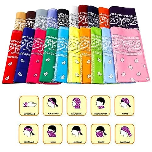 Jeatonge 20 Pcs Bandanas for Women Men Head Scarf Handkerchief 22x22 Inch thumbnail 3