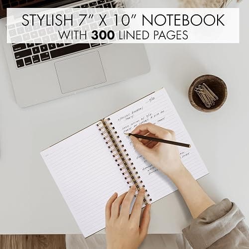 Aesthetic Thick Spiral Notebook Journal For Women in B5 Format - Stylish Linen Hardcover College Ruled Note Book w 300 Lined Pages - Cute Supplies For Bible Study & Staying Organized at Work or School thumbnail 3