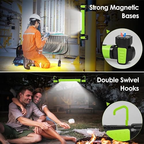 Work Light, 2500LM Bright LED Work Lights, 5200mAh Rechargeable Magnetic Underhood Work Light with Hooks, Cordless Battery Powered Mechanic Light for Car Repairing/Inspection/Garage/Workshop/Emergency thumbnail 5