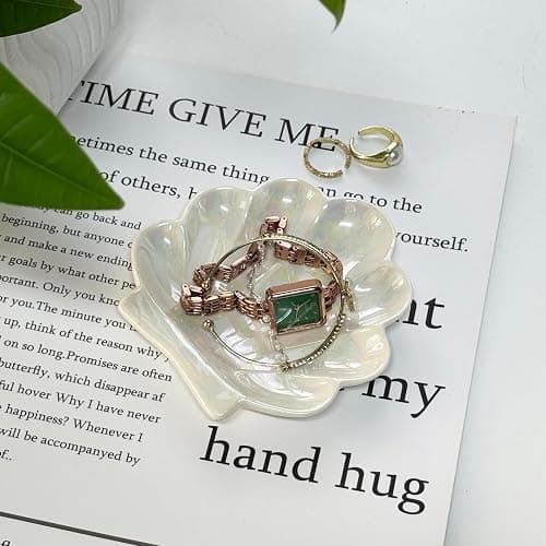 TIGERMILLION Shell Trinket Dish, Ceramic Ring Holder/Jewelry Tray, Cute Organizer Plate Vanity Decorations Accessories for Home Décor Bathroom Valentine's Christmas Birthday Mothers Day Gift for Women thumbnail 4