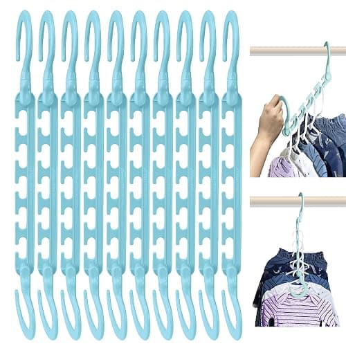 Wonder Hanger Max 10-Pack Space Saving Hangers, Reinforced Hooks Swivels 360°, Cascading Hanger, Teens, College Dorms, Kids & Closet Organizer, Assembled – Pastel Blue - Image 1