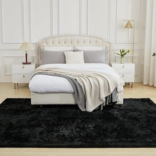 Andency Black Soft Area Rugs for Living Room Bedroom, 4x6 Fluffy Shaggy Bedside Rug, Non-Slip Large Shag Fuzzy Plush Carpets for Bedroom Kids Dorm Nursery Home Decor Aesthetic thumbnail 3