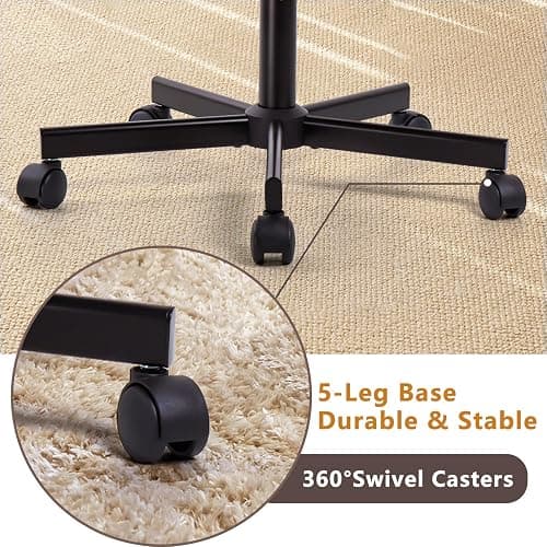 Criss Cross Chair with Wheels, Cross Legged Office Vanity Chair with Wheels, Comfortable Beige Vanity Chair with Back, Armless Fabric Adjustable Wide Swivel Criss Cross Desk Chair for Home Office thumbnail 6
