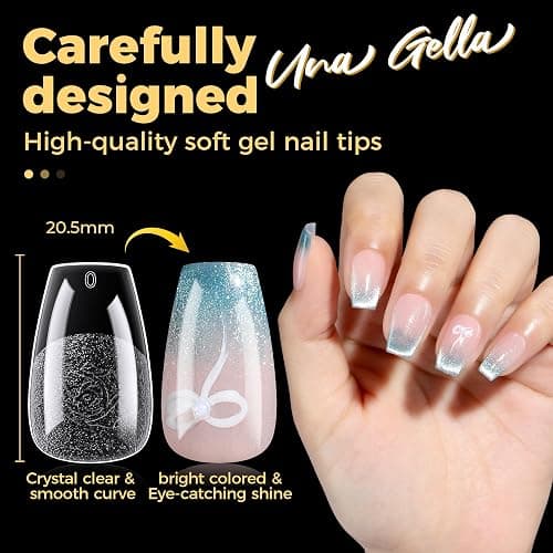 UNA GELLA Short Coffin Nail Tips 600Pcs, Short Coffin Gel Nails Tips Pre Etched 12 Sizes Soft Gel Fake Nails Tips Pre-file Full Cover for Nail Extension Home DIY Salon with Box thumbnail 8