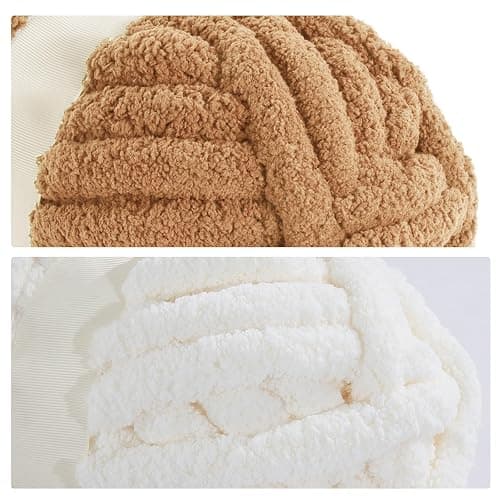 MABOZOO Assorted Chunky Yarn for Crocheting 8 Pack,Fluffy Jumbo Chenille Yarn,Soft Plush Yarn Bulky,Giant Thick Fuzzy Yarn for Hand or Arm Knitting,Khaki & Coffee(31.7 yds,8 oz Each Skein) thumbnail 6