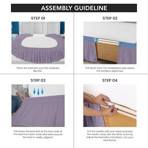 Utopia Bedding Queen Elastic Bed Ruffle - Easy Wrap Around Ruffle - Microfiber Bed Skirt with Adjustable Elastic Belt 16 Inch Tailored Drop - Hotel Quality Bedskirt, Fade Resistant (Queen, Lavender) thumbnail 4