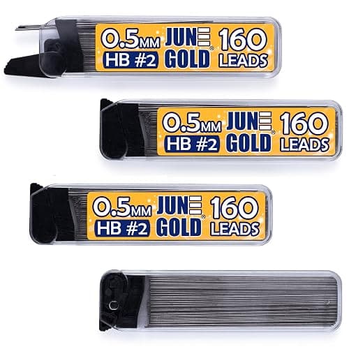 June Gold 640 Pieces, 0.5 mm HB #2 Lead Refills, 160 Pieces Per Dispenser, Fine Thickness, Break Resistant Lead/Graphite (Pack of 4 Dispensers) - Image 1