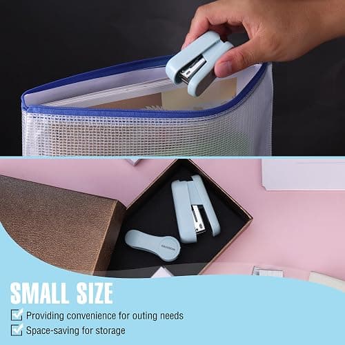 WORKPRO Mini Stapler with Staples, Blue Stapler Set Includes Two Small Staplers, One Staple Remover, 2000 Standard Staples, Lock Design, Non-Slip Base - Staplers for Desk, Classroom, Office thumbnail 7