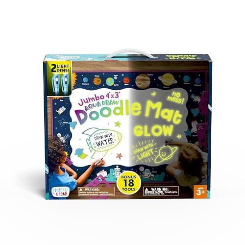 Chuckle & Roar - Aqua Draw Doodle Mat Glow - Water Color Magic Mat - Erase by Letting Mat Dry - Easy Play Anywhere - Ages 3 and Up - Image 1
