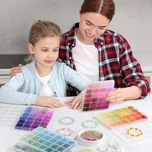 Zefy 120 Colors Glass Beads Bracelet Making Kit, 3876pcs 4 Types 6mm Crystal Beads for Jewelry Making and DIY Crafts, 5 Box Round Bead for Friendship Bracelets with Spacer Beads and Charms thumbnail 2
