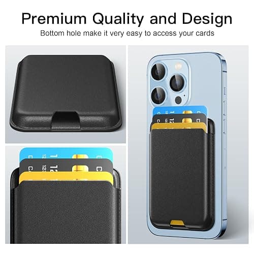 ZoyiNsgu Phone Card Holder, Premium Leather Wallet Stick on, Adhesive Credit Card Holder for Case, Sticky Wallet for Back of Cover, Android Cell Phone, iPhone, Fit 4 Cards, Snow White thumbnail 5