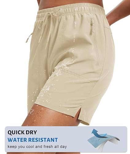 MAGCOMSEN Women's 5" Hiking Shorts UPF 50+ Quick Dry Lightweight Athletic Running Golf Summer Casual Shorts with Pockets thumbnail 4