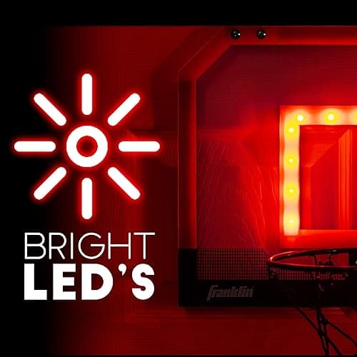 Franklin Sports Over The Door Indoor LED Basketball Hoops-Steel Rim Mini Basket-Includes Ball and Pump-Light Up Backboard thumbnail 4