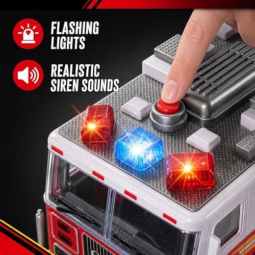 Liberty Imports RC Fire Truck - Big Remote Control Toy Fire Truck - 14" Rescue Fire Engine with Flashing Lights and Siren Sounds, Extendable Rescue Ladder for Kids thumbnail 4
