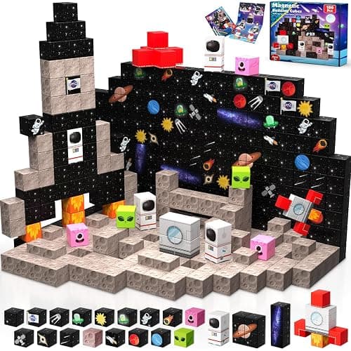 Annexfun Magnetic Blocks-100PCS Magnetic Building Blocks,Space Rocket Magnetic Tiles Cubes 2026 Upgraded STEM Game, Christmas Birthday Gifts for 3 4 5 6 7 8 9 10 Year Old Boys and Girls - Image 1