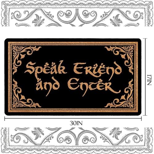 HAOWSMAT Welcome Funny Front Door Speak Friend and Enter Doormat Anti-Slip Mats Home Decor, Gift Door Mats for The Entrance Way Indoor 30"(W) X 17"(L) thumbnail 3