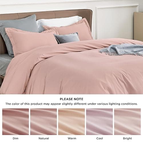 Bedsure Duvet Cover Queen Size - Soft Double Brushed Bedding Set for Kids & Adults, Zipper Closure, 3 Pieces, Includes 1 Duvet Cover (90"x90") & 2 Pillow Shams, NO Comforter, Pale Blush thumbnail 5