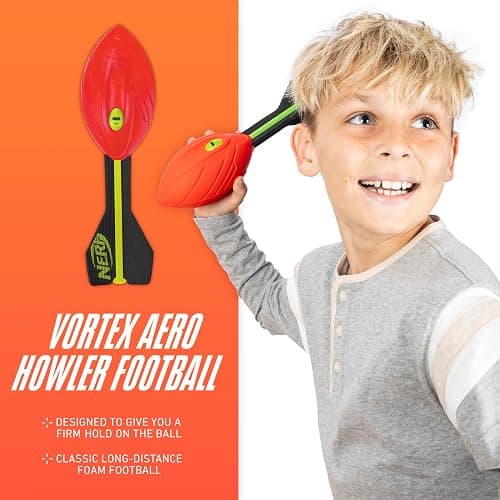 Nerf Vortex Aero Howler Foam Ball, Classic Long-Distance Football, Flight-Optimizing Tail, Whistling Sound, Indoor & Outdoor Fun, Christmas Stocking Stuffers for Kids thumbnail 3