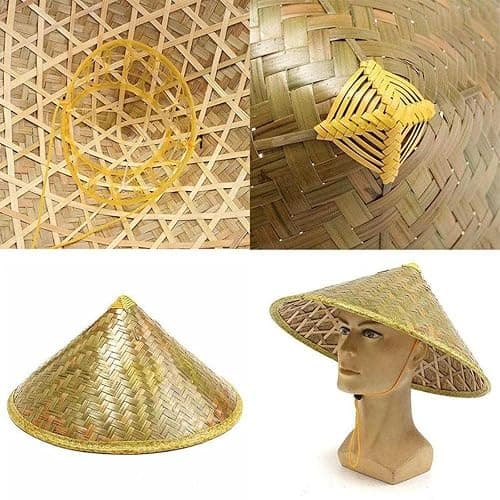 Handwoven Hat for Adults Sun-Shade Fisherman Rice PaddyHat Oriental Coolies BeachCap Photo Props Party Asian Conical P thumbnail 2
