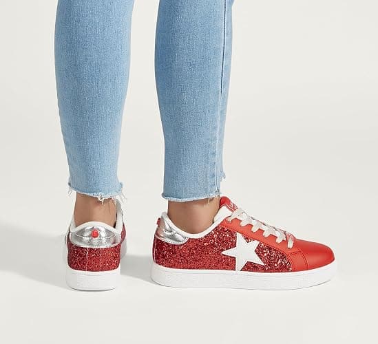 LUCKY STEP Women's Fashion Star Sneaker Lace Up Low Top Comfortable Cushioned Walking Shoes thumbnail 8