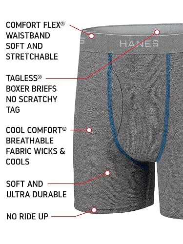 Hanes Boys' Underwear Boxer Briefs Or Briefs Pack, 8 Or 12 Pack, Cotton Stretch Underwear for Boys & Toddler Boys thumbnail 4