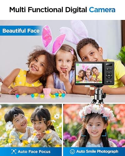 64GB Digital Camera for Kids: 48MP Anti-Shake Camera Photography Vlogging Camera for YouTube 16X Digital Zoom Photo Filtration Continuous Shooting Self-Timer Autofocus Compact Camera thumbnail 7