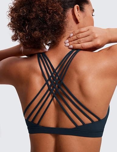 CRZ YOGA Naked Feeling Strappy Sports Bras for Women - Criss Cross Back Wireless Padded Cami Yoga Workout Top thumbnail 6