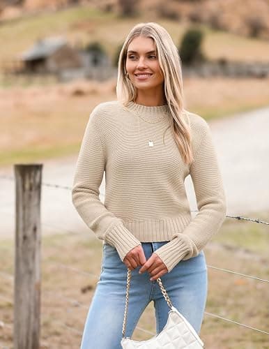 Zeagoo Women's 2026 Fall Crewneck Cropped Sweaters Long Sleeve Knit Tops | Basic Soft Cozy Ribbed Knitted Pullover,Trendy Winter Fashion Layer Cute Clothing,Going Out Business Casual Dressy Outfit thumbnail 2