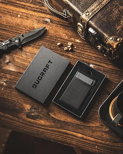 DUGRAFT Fundas para Tarjetas de Crédito para Hombre, Tarjetero Metalico Automatico Porta Tarjeta de Cartera Aluminio Tarjeteros para Hombre RFID, Negro ﻿ thumbnail 10