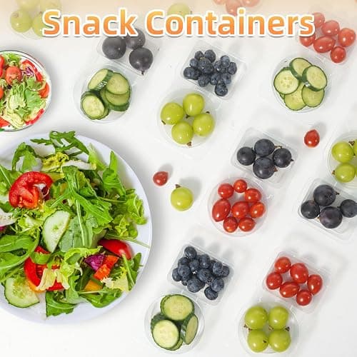 Hjdgklc 20 Pack Reusable Snack Containers with Lids, 2-Compartment Snack Containers with Lid, Perfect for Mini Sauce Boxes & Lunchable Snack Container for Kids Adults When Traveling or Going Out. (20) thumbnail 6