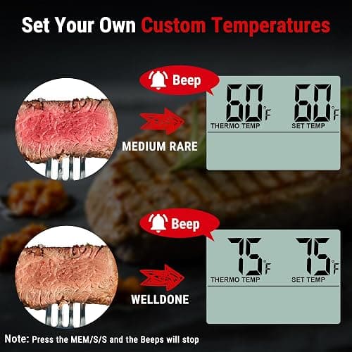 ThermoPro TP16 Large LCD Digital Cooking Food Meat Thermometer for Smoker Oven Kitchen BBQ Grill Thermometer Clock Timer with Stainless Steel Temperature Probe thumbnail 4