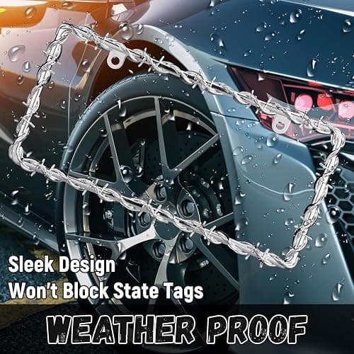 MorningRo 2 Pcs Barbed Wire License Plate Frame Universal,Sliver | Fits USA Standard Plates with Screws Included, Metal 3D Wire Design for Car Truck Styling, Universal Mount for Women Men thumbnail 5