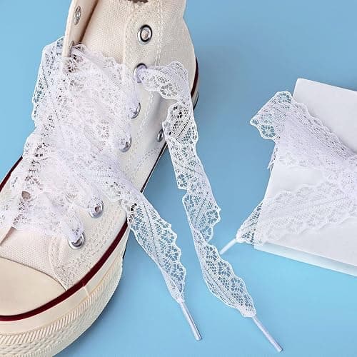 Olukssck 2 Pair Flat Laces Shoelaces, 3cm Fancy Ribbon Shoe Laces for Women | 14 colors, 4 sizes, fits for womens sneakers, athletic/sports/canvas/casual shoes, high tops thumbnail 2