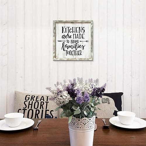 Kitchen Quote Wall Art Decor: Rustic Kitchen Sayings Wooden Framed Picture Dining Room Rules Signs Print Farmhouse Inspirational Artwork Painting for Home Country Room 12 x 12 Inches thumbnail 4