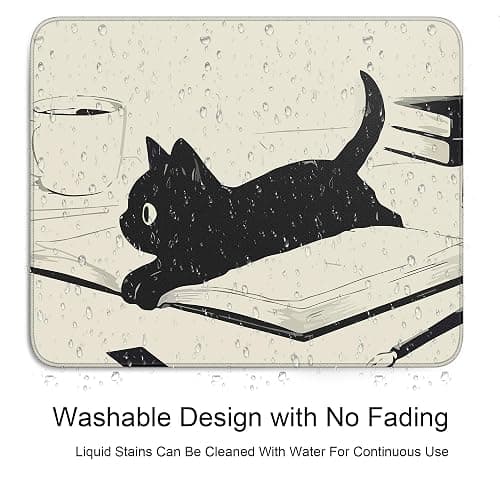 Cute Black Cat Mouse Pad,Kawaii Anime Cat Mouse Pads for Wireless Mouse Desk Accessories,10"X8" Travel Mousepad with Non-Slip Rubber Base, Stitched Edge Mouse Pads for Desk,Computers,Laptop,Office thumbnail 4