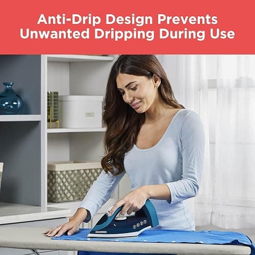 BLACK+DECKER Steam Iron for Clothes with Retractable Cord, Vertical Steaming, Anti-Drip Design, Spray Mist and Auto Clean Button, 1200W thumbnail 8