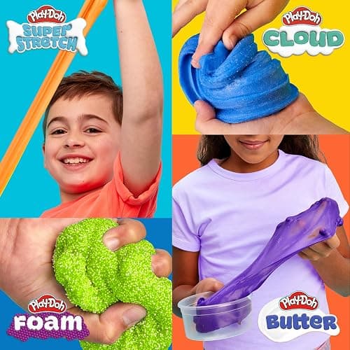Play-Doh Retro Mix & Play Scented Slime for Kids, 6-Pack Variety, Cloud, Butter, Foam, Super Stretch, (Blue Raspberry, Grape, Watermelon, Orange, Strawberry, Cherry) Popular Toys, Gifts & Party Favors thumbnail 4