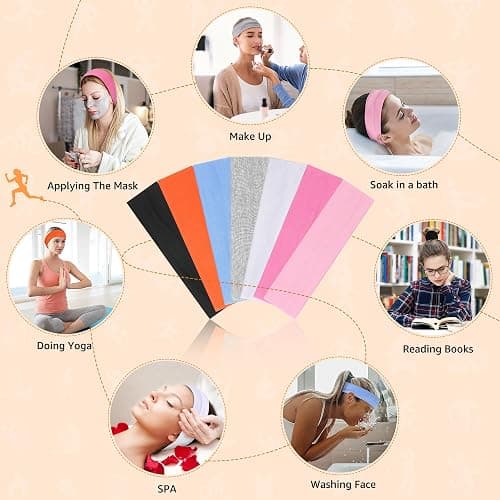 DiyJibb Headbands for Women, Stretchy Non Slip Soft Cotton Cloth Hair Bands for Sports, Workout, Yoga and Running, 7pcs thumbnail 6