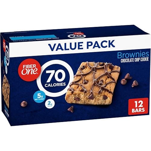 Fiber One 70 Calorie Brownies, Chocolate Chip Cookie Snack Bars, 2g Sugar, Value Pack, 12 Ct, 10.6 oz - Image 1