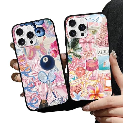 Zrutru 2 Pack Preppy Pink Collage Phone Cases for iPhone 16 Pro Max Case Trending Collage Phone Case Shockproof Soft Silicone TPU Bumper Cover Phone Case Funda for iPhone 16 Pro Max 6.9 Inch - Image 1