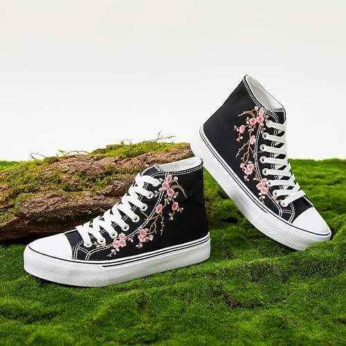 ZGR Womens High Top Canvas Sneakers,Lace-up Canvas Shoes,Casual Tennis Walking Shoes thumbnail 9
