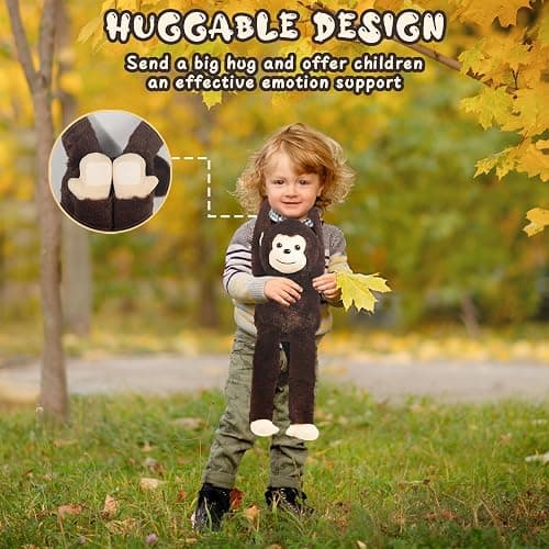 5 PCS Monkey Stuffed Animal, Large Huggable Stuffed Monkey Toy with 4 Baby Monkeys Inside, Hanging Plush Monkeys with Hook and Loop Suprise Gifts for Kids Christmas Birthday Jungle Forest Party Decor thumbnail 7