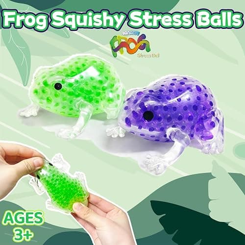 Green Frog Stress Relief Balls (1 Pack) - Squishy Animal Dough Ball for Adults, Stretch and Pull, Vase Filler and Home Decoration, Party Favors thumbnail 4