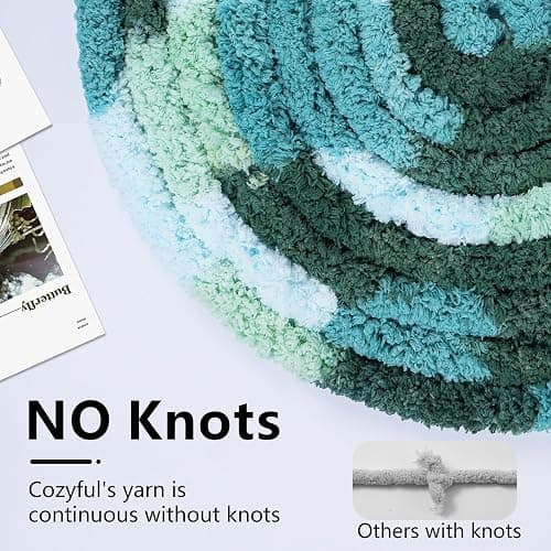 Cozyful Chunky Yarn for Hand Knitting - #10 Chunky Chenille Blanket Yarn, Jumbo Big Thick Chunky Yarns for Crocheting, Tie Dye Bulky Knit Yarns, 8 Skein (25 yds 8 oz Each Skein), Forest&Teal&Sky&Mint thumbnail 5
