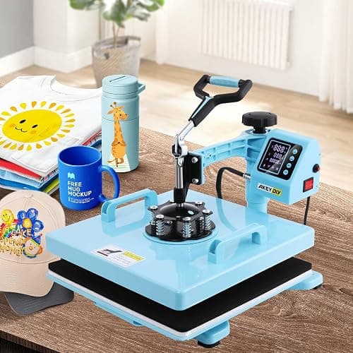 WHUBEFY Heat Press,15x15 Shirt Press Machine 8 in 1 with 30Oz Tumbler Attachment Sublimation Machine Digital Slide Out Sublimation Heat Transfer Machine, Heat Press for T-Shirts Mugs Caps Plates,1400W thumbnail 2