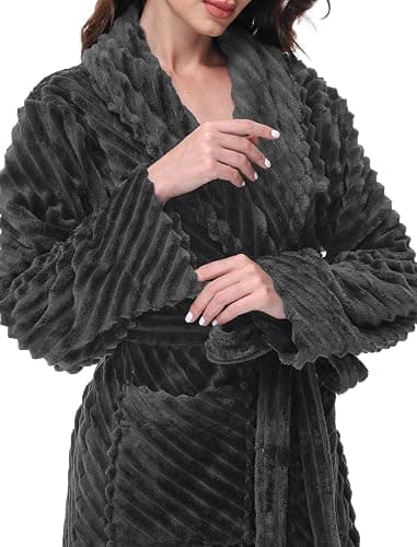 Yurhap Premium Robes for Women - Super Soft Cozy Fleece Womens Robe Plush Long Bathrobe thumbnail 3