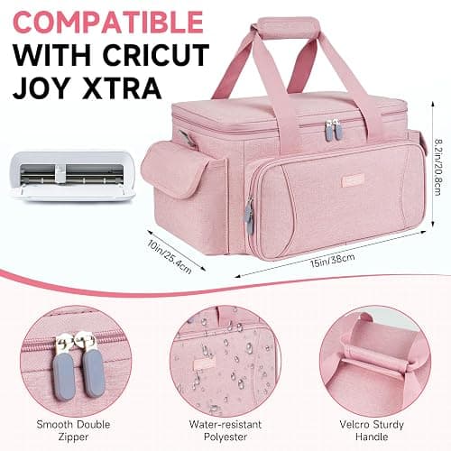 LEFOR·Z Carrying Case Compatible with Cricut Joy Xtra,Protable Travel Storage Bag with Removable Dividers Fits for Cricut Joy Xtra Accessories and Supplies,Pink thumbnail 3