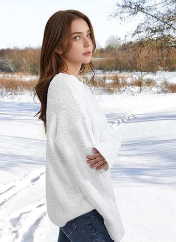 Women's Oversized Crewneck Sweaters, Long Sleeve Fuzzy Knit Casual Chunky Warm Fall Pullover Sweaters Top Trendy Outfits thumbnail 2