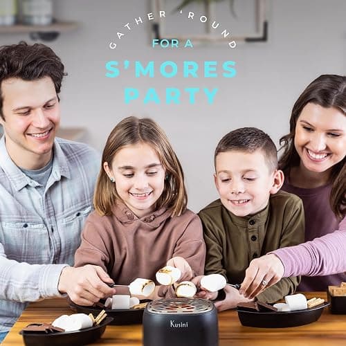 Kusini Smores Maker Tabletop Indoor - Flameless Electric Marshmallow Roaster – 4 Detachable Trays & 4 Roasting Forks – Gift Set & Date Night Idea. Movie Night Supplies & Housewarming Gift thumbnail 2